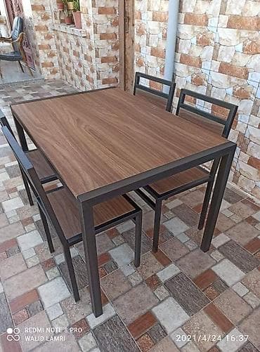 kafe stulları: Mətbəx üçün, Yeni, Açılmayan, Dördbucaq masa, 4 stul — 1