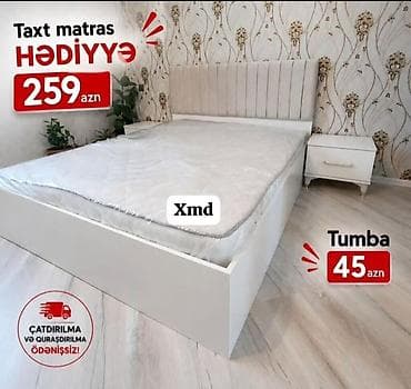 Mebel dəsti – ağ rəngli taxt və tumbadan ibarət. - Taxt: zərif