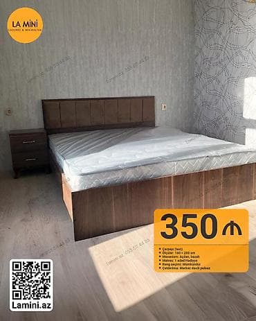 taxt doşəyi: İkinəfərlik çarpayı, Bazalı, Matras ilə, Siyirməsiz — 1