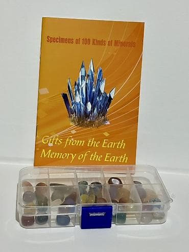 Mineral və daş kolleksiya dəsti - 40 ədəd - 100 növ mineral nümunəsi