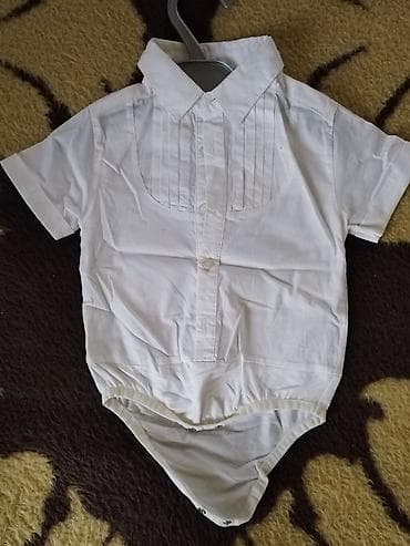 maxroviy bodi: Uşaq üçün ağ rəngli bodi-köynək. - Model: qısaqollu, klassik xəttli — 1