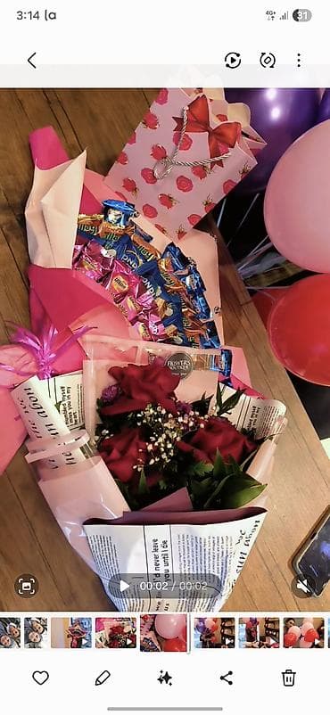 Şirniyyat buketi - Şirniyyat buketi: müxtəlif konfet və vafli