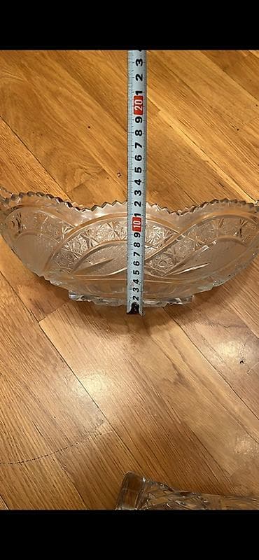 sufre: Kəsikli şüşə (kristal üslubunda) iri meyvə/salat qabı - Material — 2