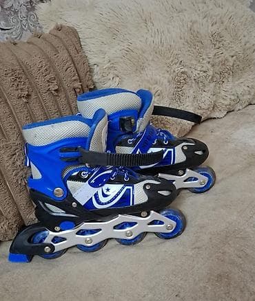 Uşaq üçün inline konkiseti (rolik) - Rəng: mavi‑qara‑ağ - 4 təkərli