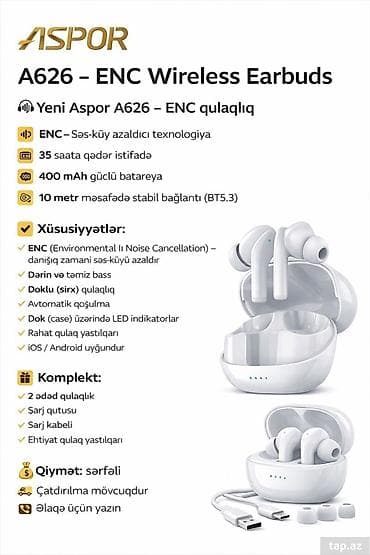 buds 3 pro: Yeni Simsiz (Bluetooth) Qulaqcıqlar, Apple, rəng - Ağ — 1