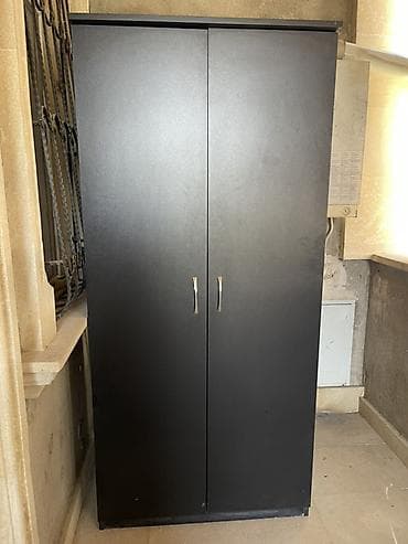 paltar sfaneri: İkiqapılı qarderob şkafı - Rəng: mat qara - Material: laminat/LDSP - — 1