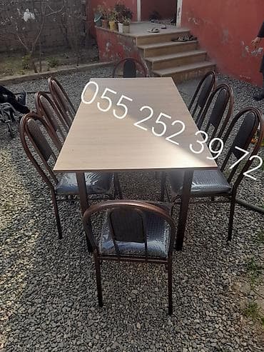 Balkon üçün, Yeni, Açılmayan, Dördbucaq masa, 8 stul