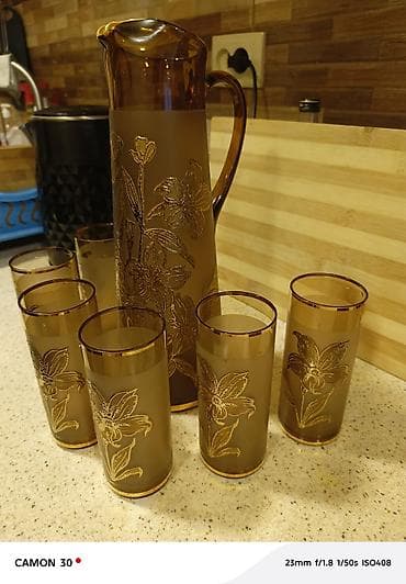 versace servis: Şüşə sürahi və stəkan dəsti - Tərkib: 1 ədəd sürahi + 6 ədəd yüksək — 1