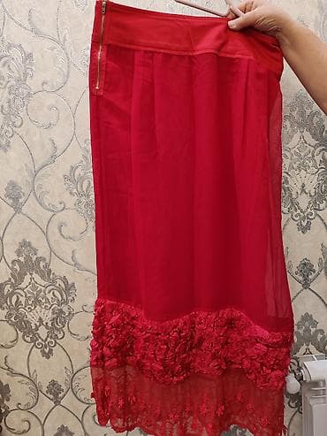 Qadın ətəyi – şifon üstlü, dekorlu model. Turkiye istehsali - — 4