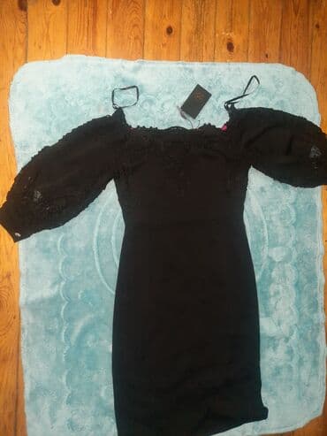 dəbli ziyafət geyimləri: Qara gecə/ziyafət donu - Rəng: qara - Dizayn: bədənə oturan düz — 1