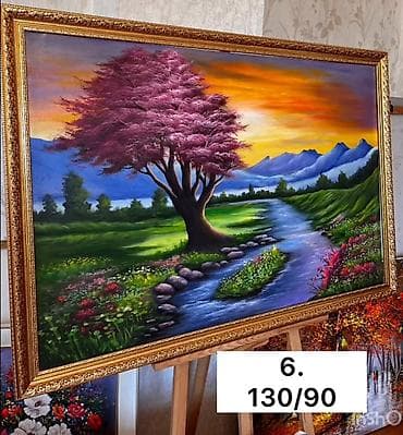 nar ağacı: Yağlı boya tablo kolleksiyası – çərçivəli, iri ölçülü əsərlər 1) 3D — 5
