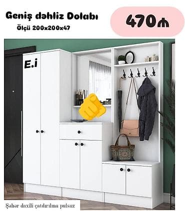 plastik dolabı: Yeni, 2 qapılı, Güzgülü, Ağ, Açılan, Düz dolab — 2