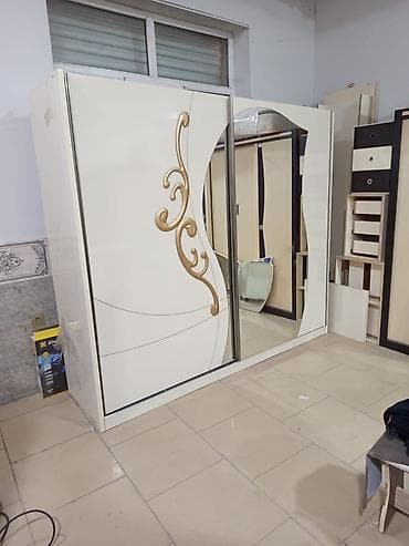 2 qapılı, Güzgülü, Bej, Digər material, Kupe, Düz dolab