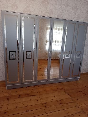 Yeni, 6 qapı, Güzgülü, Digər rəng, Digər material, Açılan, Düz dolab — 2