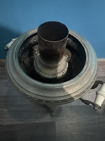 Шланги: Klassik kömür/odunla işləyən metal samovar - Material: ağır tökmə — 3