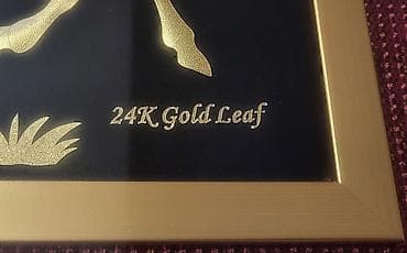 Satılır – 24K Gold Leaf dekorativ tablo (8 At Motivli) Evinizə və ya — 5