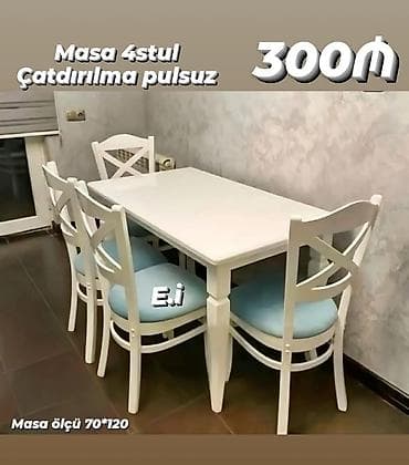 Mətbəx üçün, Açılmayan, Dördbucaq masa, 4 stul — 1