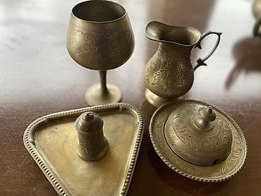 sürahi: Əl işı oyma naxışlı mis-pirinç (bronz tonlu) dekor dəsti - Klassik — 3