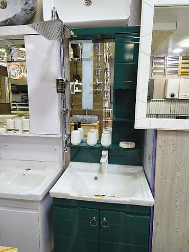 mebel materialı: Vanna otağı üçün lavabo mebeli dəsti - Rəng: tünd yaşıl (parlaq) - — 1