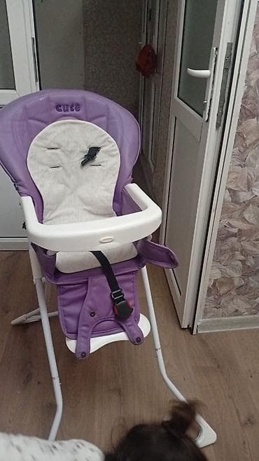 Детский мир: Uşaq yemək stulu – Cute brendi - Rəng: bənövşəyi/ağ - Yumşaq yastıqlı — 1
