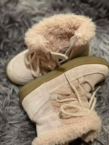 детская зимняя обувь на овчине: Uşaq qış çəkmələri – açıq bej/şampan rəngi - Material: süet görünüşlü — 4