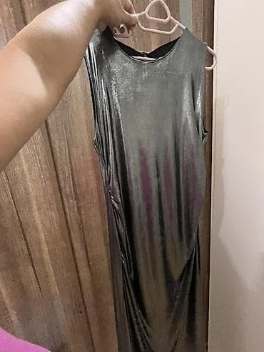Yeni ! Metalik parıltılı uzun paltar - Rəng: tünd boz/Metallic gümüş — 4