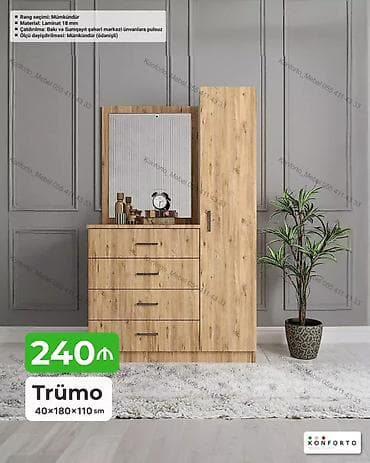 guzgu aləmi: Trümo – laminat 18 mm Ölçü: 40 × 180 × 110 sm - Geniş güzgülü üst — 1