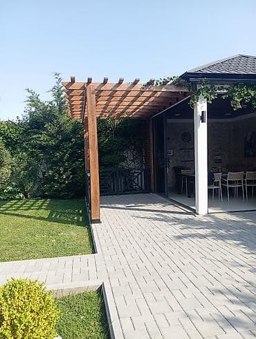pavlonya ağacı satış: Açıq hava istirahət zonaları üçün dekorativ taxta pergola - Material — 3