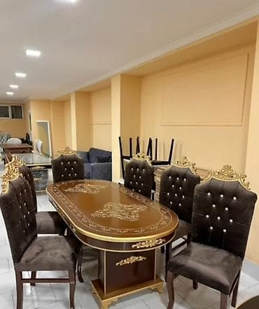 Klassik üslubda yemək dəsti - Tərkib: oval formalı masa + 6 ədəd stul