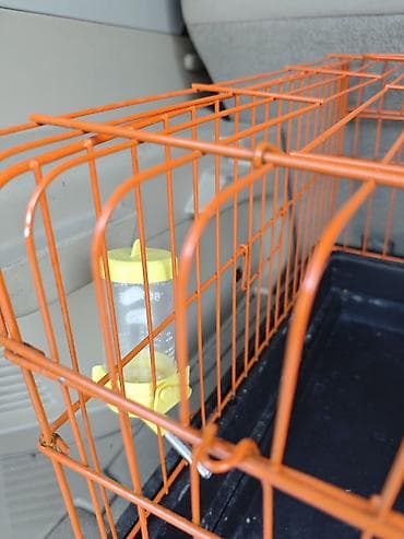 Portativ heyvan qəfəsi – narıncı metal karkaslı, altı çıxarılan qara — 4