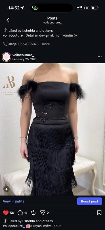 kirayə geyim: Qara axşam geyimi – fransız zərifliyi ruhunda - Rəng: dərin qara - — 2