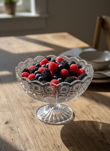 xrustal meyve qabi: Kəsimli büllur meyvə/qənnadı qabı – ayaqlı - Material: qalın, şəffaf — 2