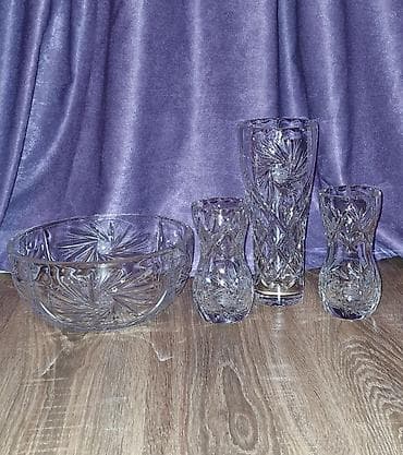 divar bra: Kəsik naxışlı şüşə/kristal dəst - Dəst tərkibi: 1 ədəd iri qab — 1