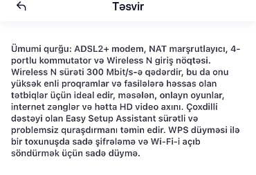 Kompüter ehtiyyat hissələri: TP-Link TD-W8961N modeli, 300 Mbps sürətli Wi-Fi ADSL2+ modem — 4