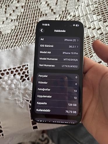 telefon iphone 11: IPhone 15 Pro, 128 GB, Blue Titanium, Face ID — 1