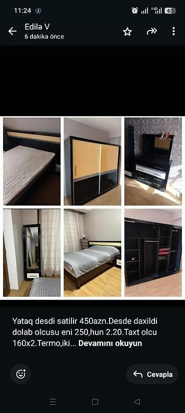 taxt uzu: Yataq desdi satilir 450azn.Desde daxildi dolab olcusu eni 250,hun — 1