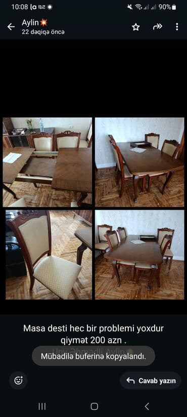 taxta stular: Qonaq otağı üçün, Açılan, Dördbucaq masa, 6 stul — 1