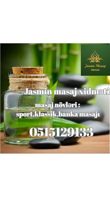 массаж с выездом на дом: Jasmin Massaj Xidməti, klassik, idman və banka massajı daxil olmaqla — 4