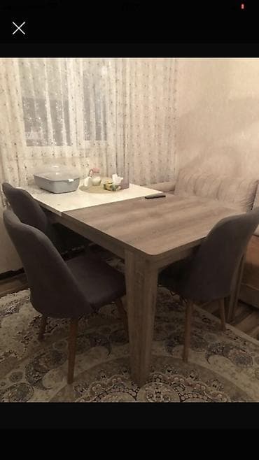 Mətbəx üçün, Açılmayan, Dördbucaq masa, 4 stul