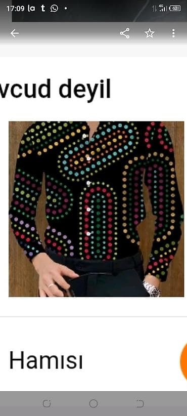 dini koynek: Kişi köynəyi – uzunqol, düyməli model. Parlaq çoxrəngli xırda — 2