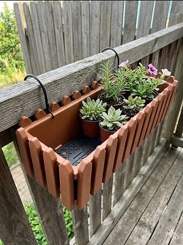 gul pastafka: Balkon üçün asma dibçək - Material: möhkəm plastik - Rəng: tünd — 1