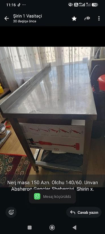 Nerj masa 150 Azn. Olchu 140/60. Unvan Absheron Gencler Sheherciyi — 1