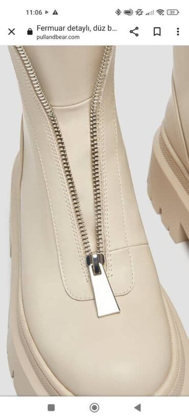 qiz ucun botlar: Pull&Bear, Ölçü: 40, rəng - Ağ, İşlənmiş — 5