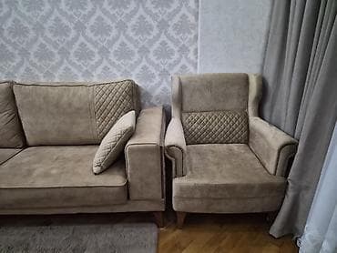 kreslo ucuz: Mebel dəsti – divan və kreslo - Rəng: qum-bej (isti neytral ton) - — 2