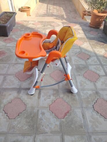 transformer stul yedizdirmək ucun: Uşaq yemək stulu - Rəng: narıncı–ağ–boz tonlarda, yumşaq sarı — 3