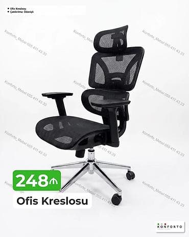 Ofis Kreslosu – 248 ₼ - Ergonomik dizayn: bel dəstəyi, tənzimlənən