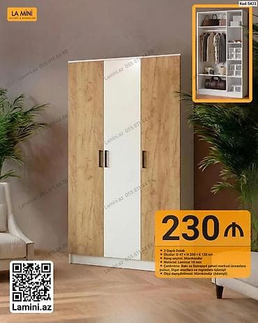 LA MINI 3 qapılı dolab - Ölçü: E 47 × H 200 × E 120 sm - Rəng seçimi — 1