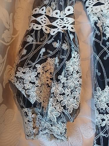 amazfit gtr 4: Zərif naxışlı qadın paltarı - Rəng: qara əsas, üzərində krem rəngli — 4