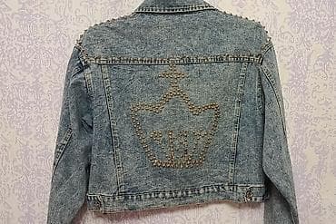 Qadınlar üçün qısa denim ceket - Rəng: açıq mavi, yuyulmuş (acid