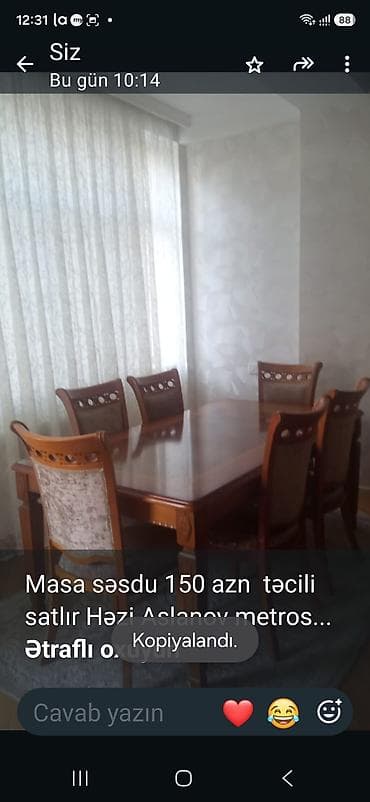 Masa səsdu 130 azn təcili satlır Həzi Aslanov metrosu,3cu kvadrat id1